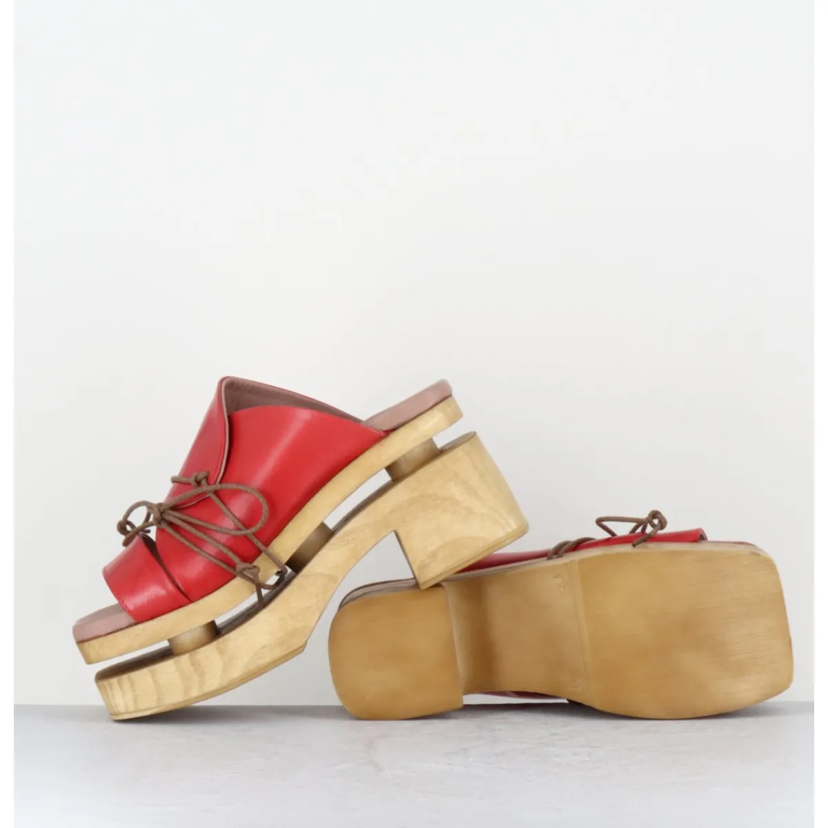Plateformes^GARRICE LAB Original 70s platform sandals cuir - PRIVA24 SUAVE CHERRY ROUGE