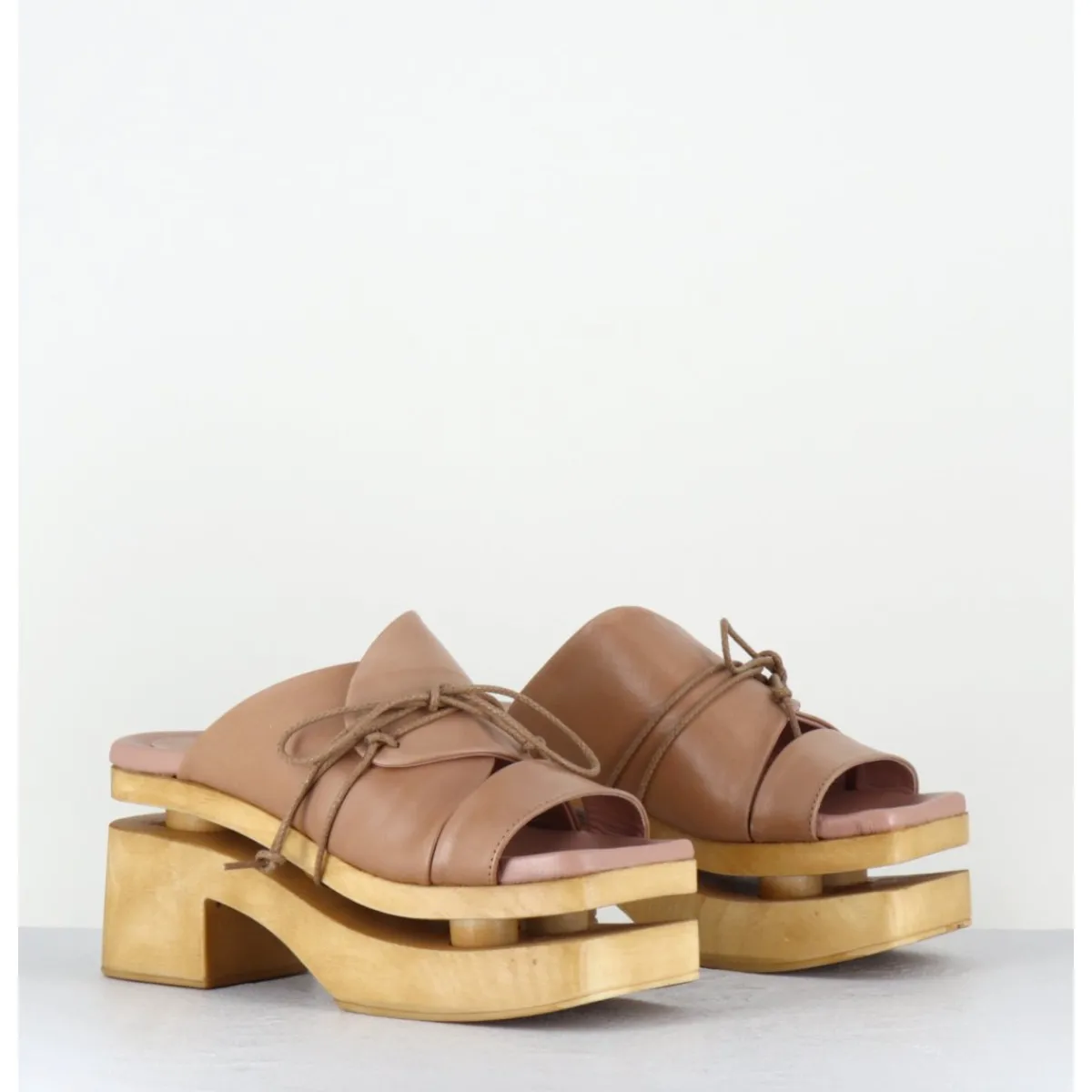 Plateformes^GARRICE LAB Original 70s platform sandals cuir taupe - PRIVA24 SUAVE SAND BEIGE