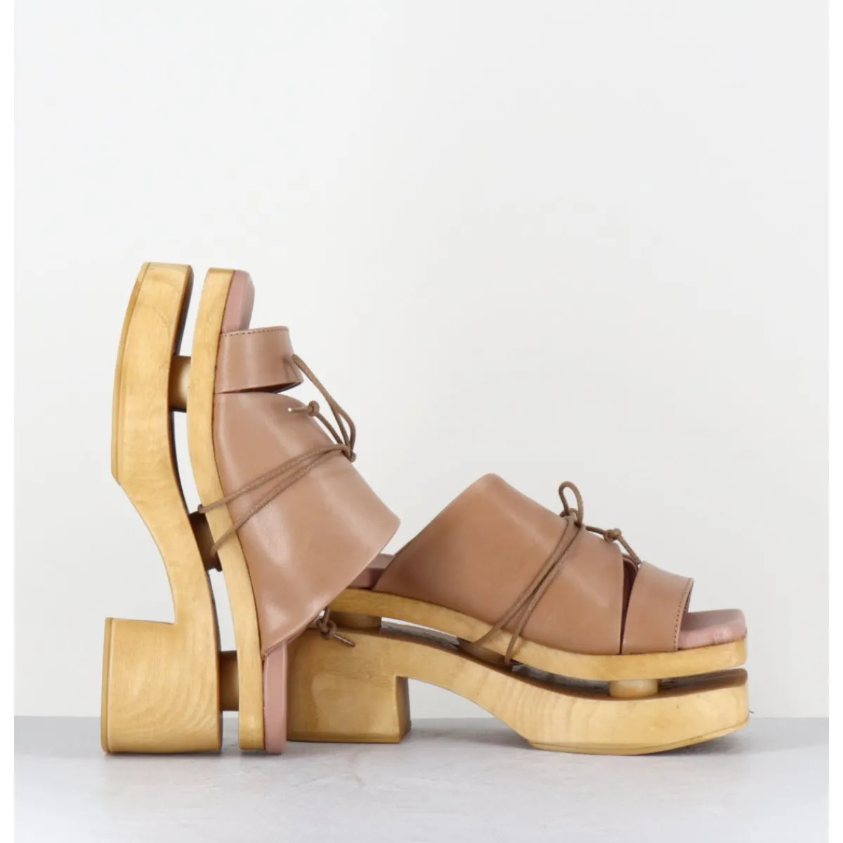 Plateformes^GARRICE LAB Original 70s platform sandals cuir taupe - PRIVA24 SUAVE SAND BEIGE