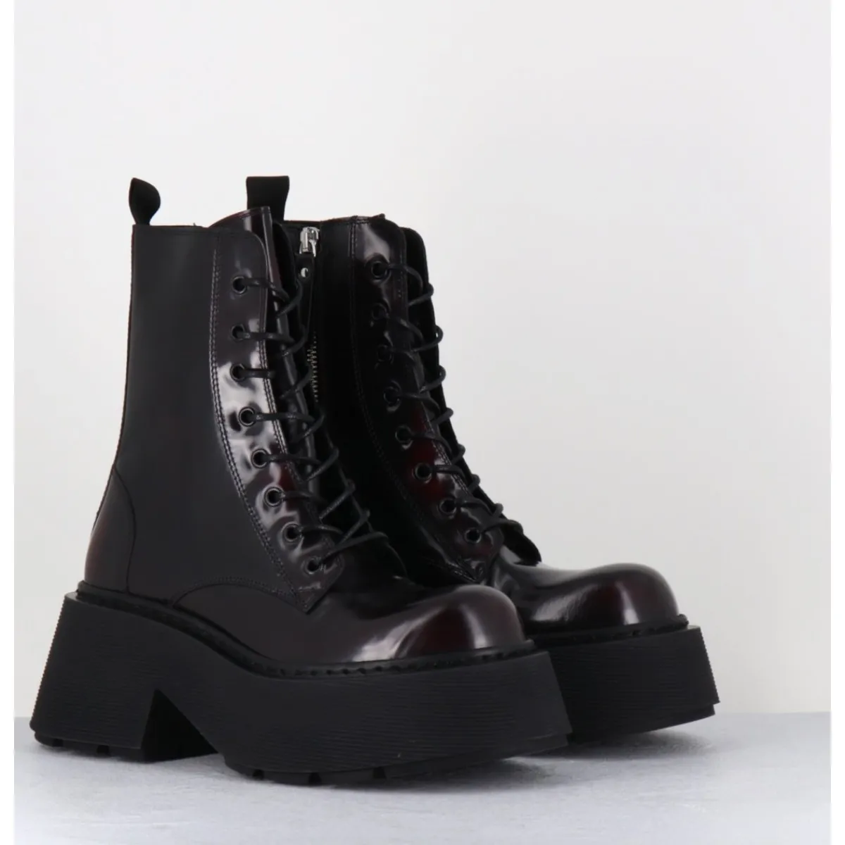 Boots^VIC MATIE Rangers à lacets en cuir x fumé - 1D7700D APOLLO X BORDEAU