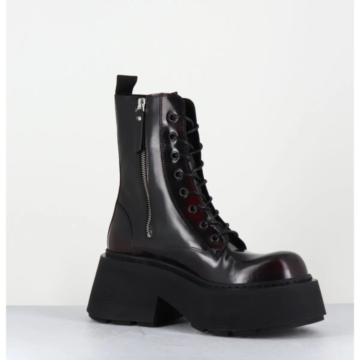 Boots^VIC MATIE Rangers à lacets en cuir x fumé - 1D7700D APOLLO X BORDEAU