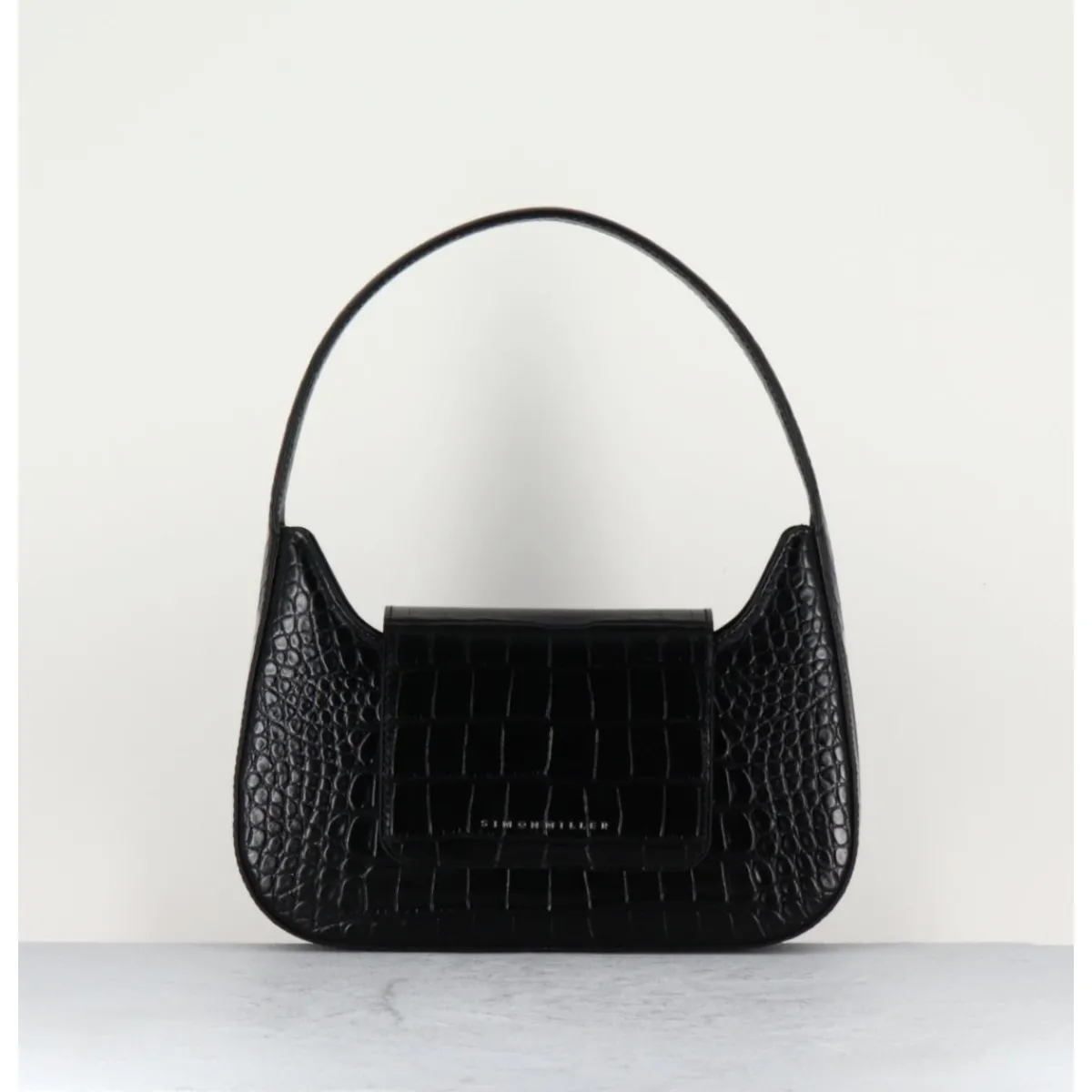 Les Sacs^SIMON MILLER RETRO BAG BLACK - CROCO NOIR