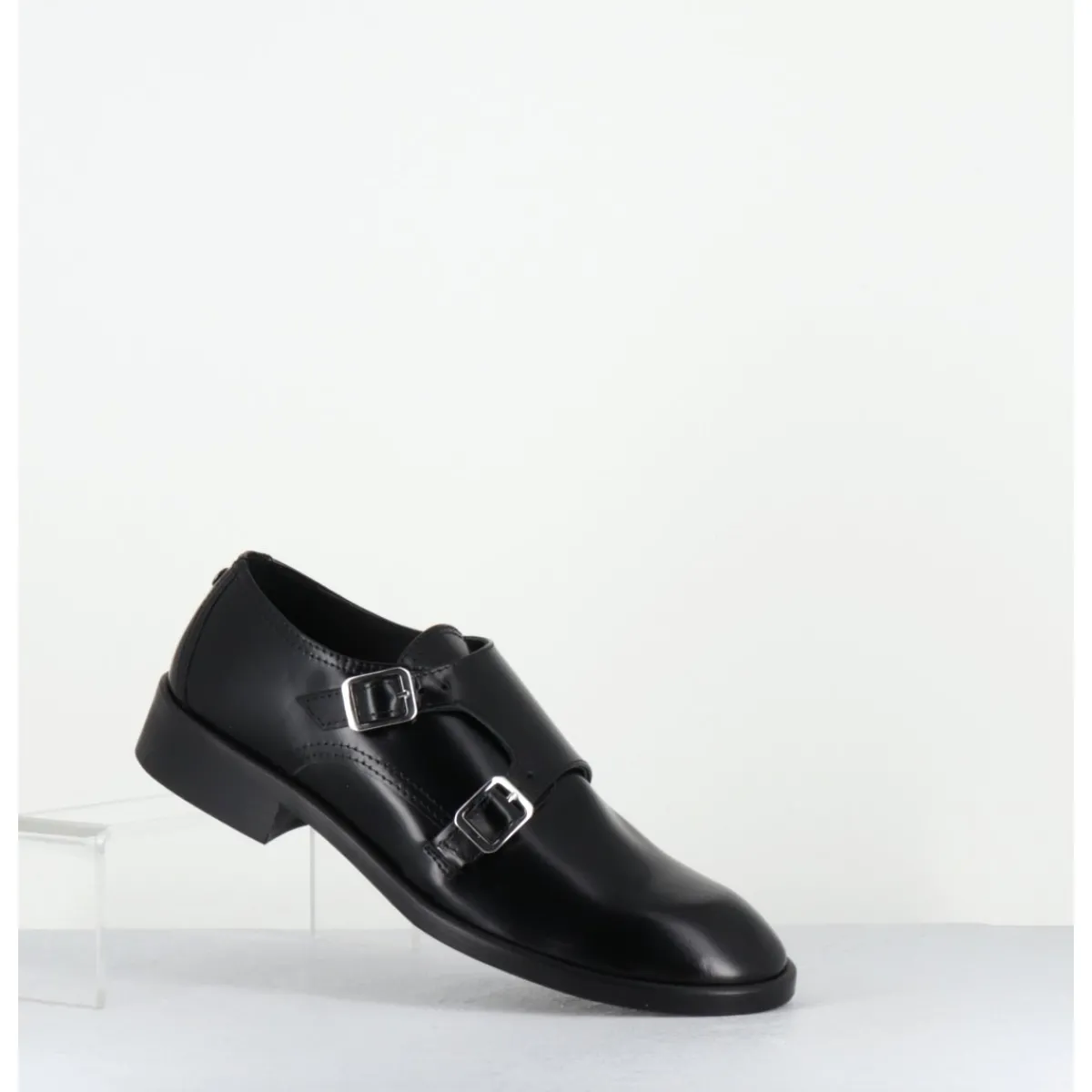 Chaussures^OA NON FASHION Richelieu doubles boucles en cuir glacé - YUMA ABRA NERO NOIR