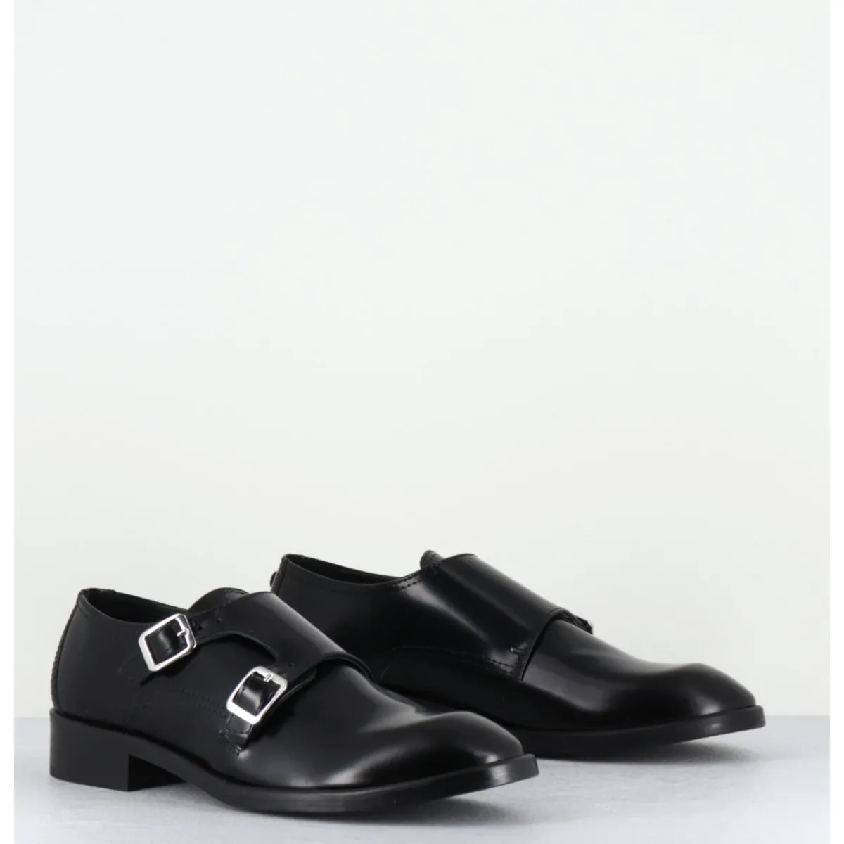 Chaussures^OA NON FASHION Richelieu doubles boucles en cuir glacé - YUMA ABRA NERO NOIR