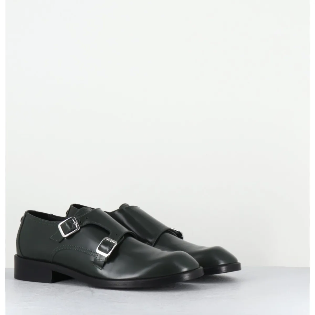 Chaussures^OA NON FASHION Richelieu doubles boucles en cuir glacé - YUMA ABRA VERDE VERT