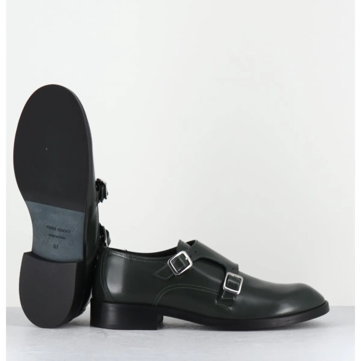 Chaussures^OA NON FASHION Richelieu doubles boucles en cuir glacé - YUMA ABRA VERDE VERT
