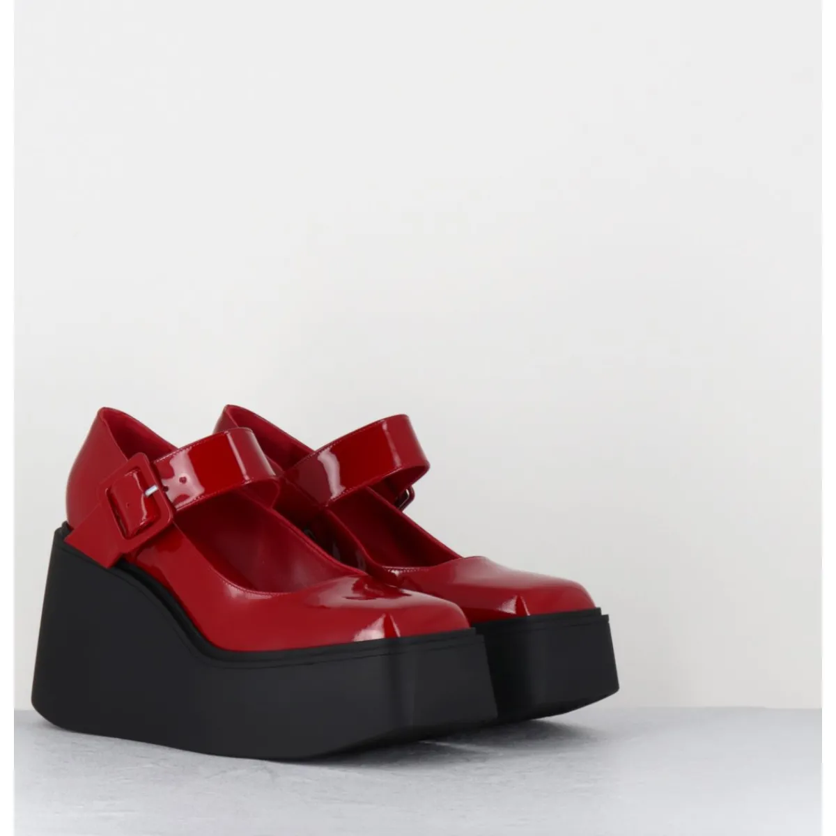 Chaussures | Plateformes^GARRICE LAB 90s Mary-Jane compensées en cuir vernis - YERI VERNICE ROSSO ROUGE