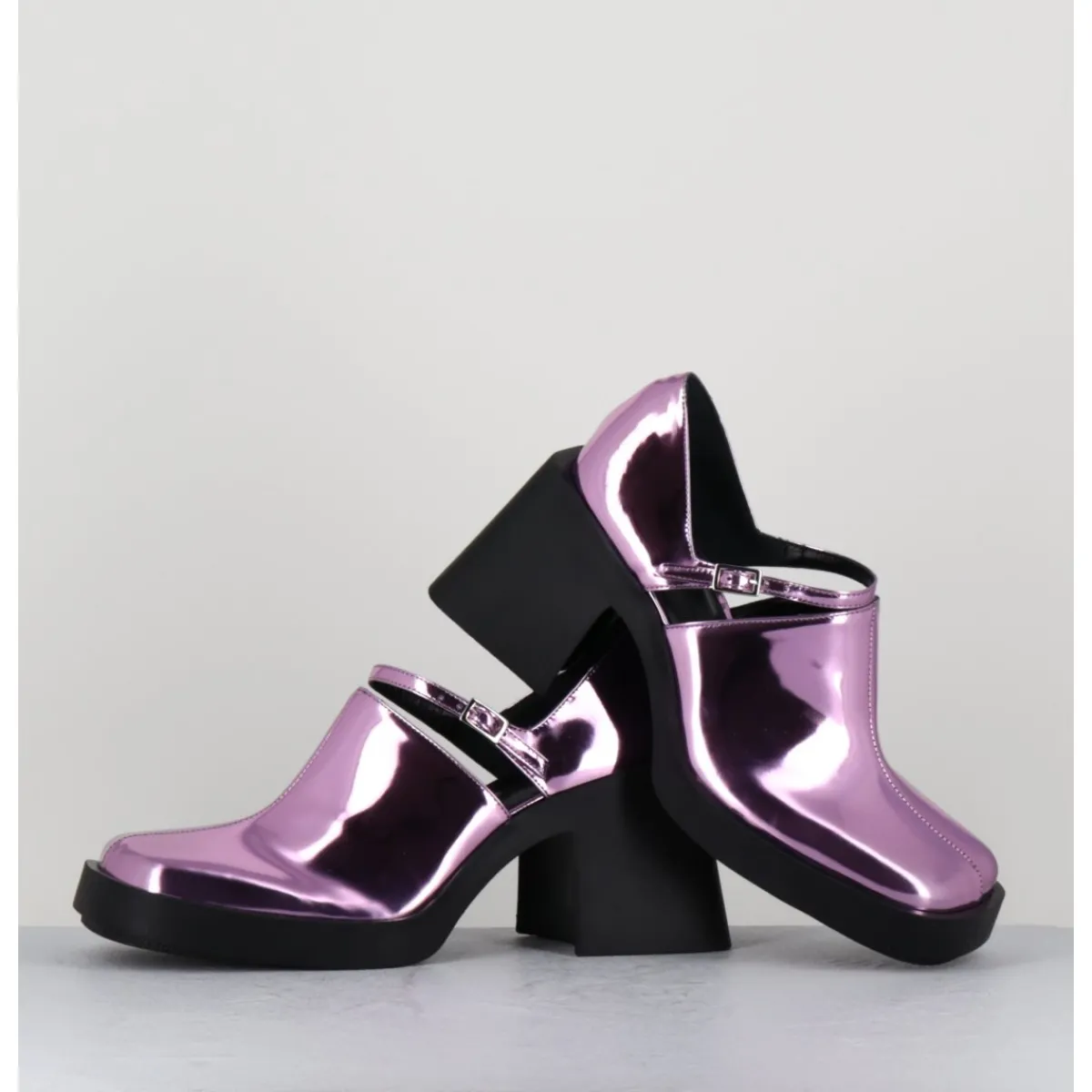 Chaussures^JUSTINE CLENQUET 90s Mary-Jane miroir - KIM METALLIC PINK ROSE