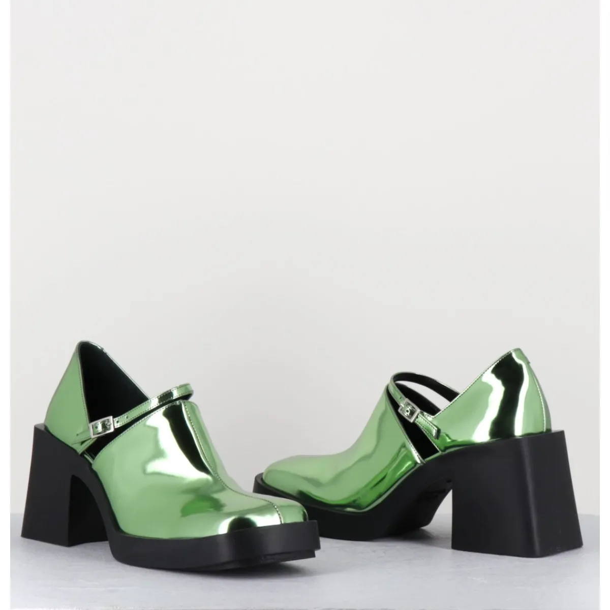 Chaussures^JUSTINE CLENQUET 90s Mary-Jane miroir - KIM METALLIC GREEN VERT