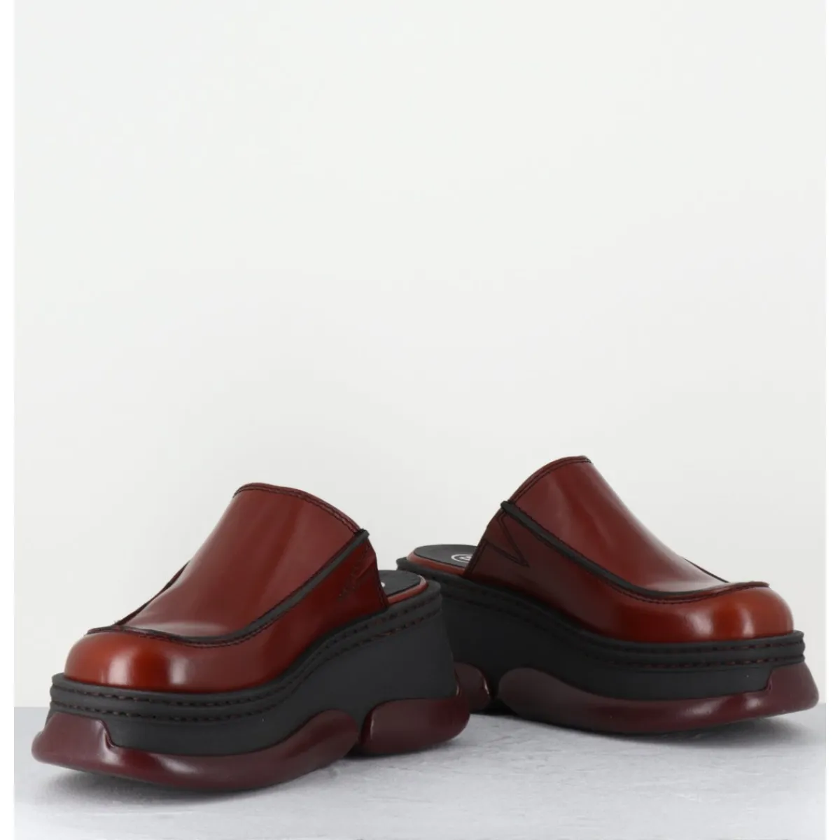 Plateformes^E8 BY MIISTA Sabots compensées 90s cuir & bubble rubber - BRIETTA BROWN MULES MARRON