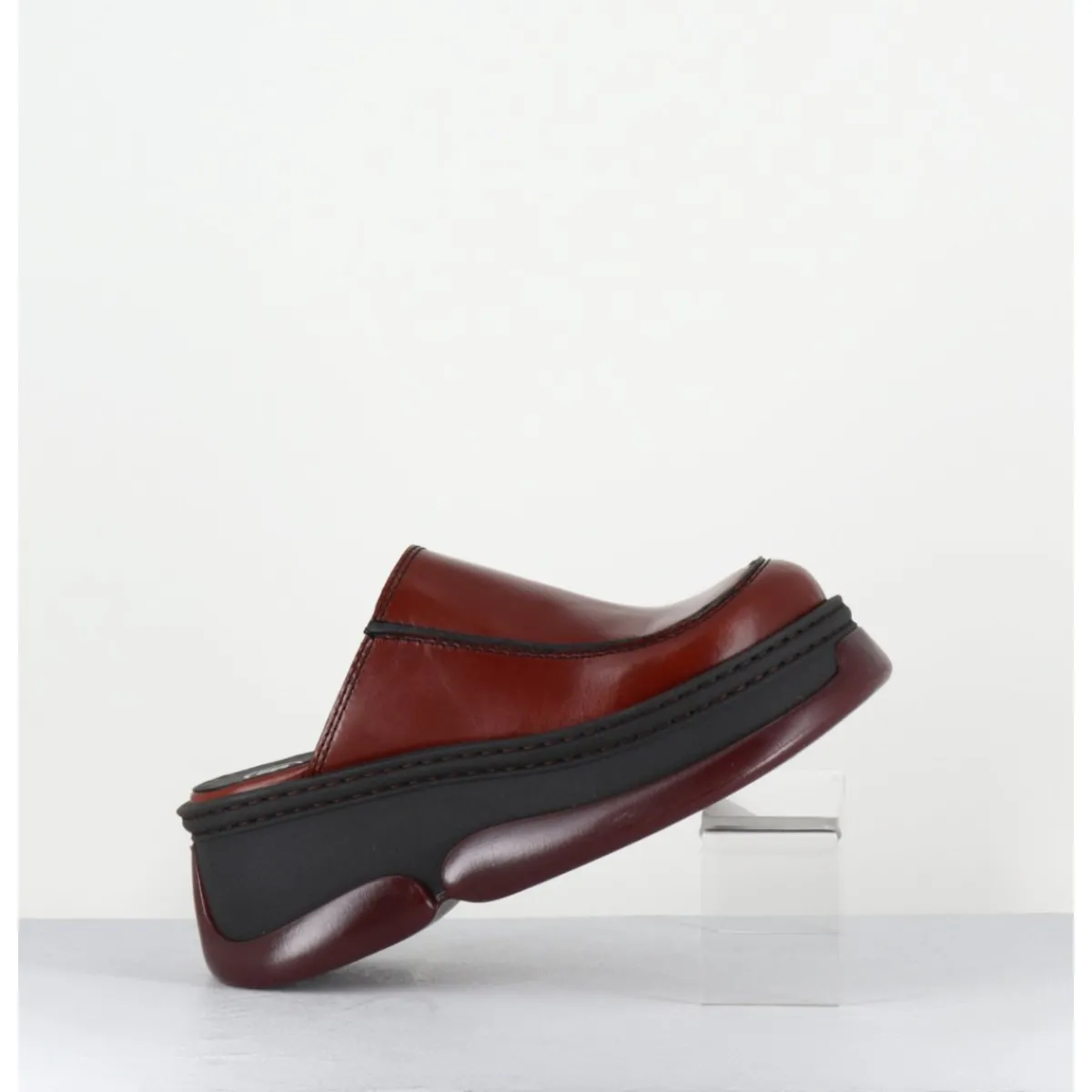 Plateformes^E8 BY MIISTA Sabots compensées 90s cuir & bubble rubber - BRIETTA BROWN MULES MARRON