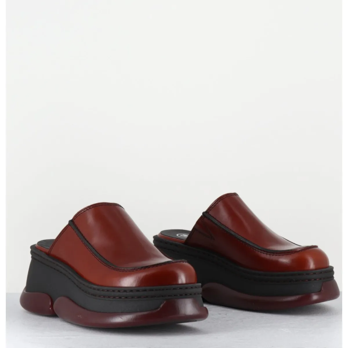 Plateformes^E8 BY MIISTA Sabots compensées 90s cuir & bubble rubber - BRIETTA BROWN MULES MARRON