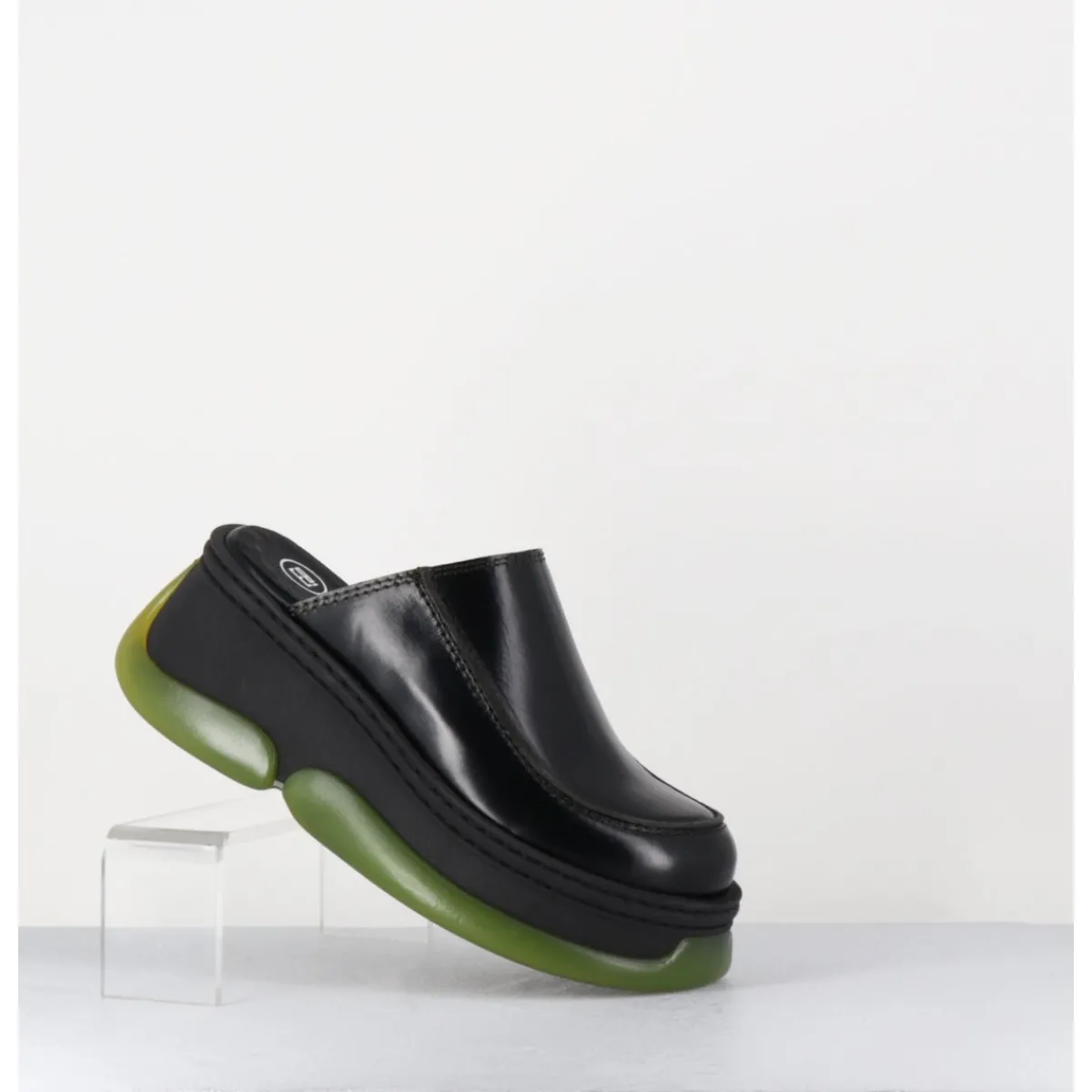 Plateformes^E8 BY MIISTA Sabots 90s compensées cuir & bubble rubber jaune - BRIETTA BLACK MULE NOIR