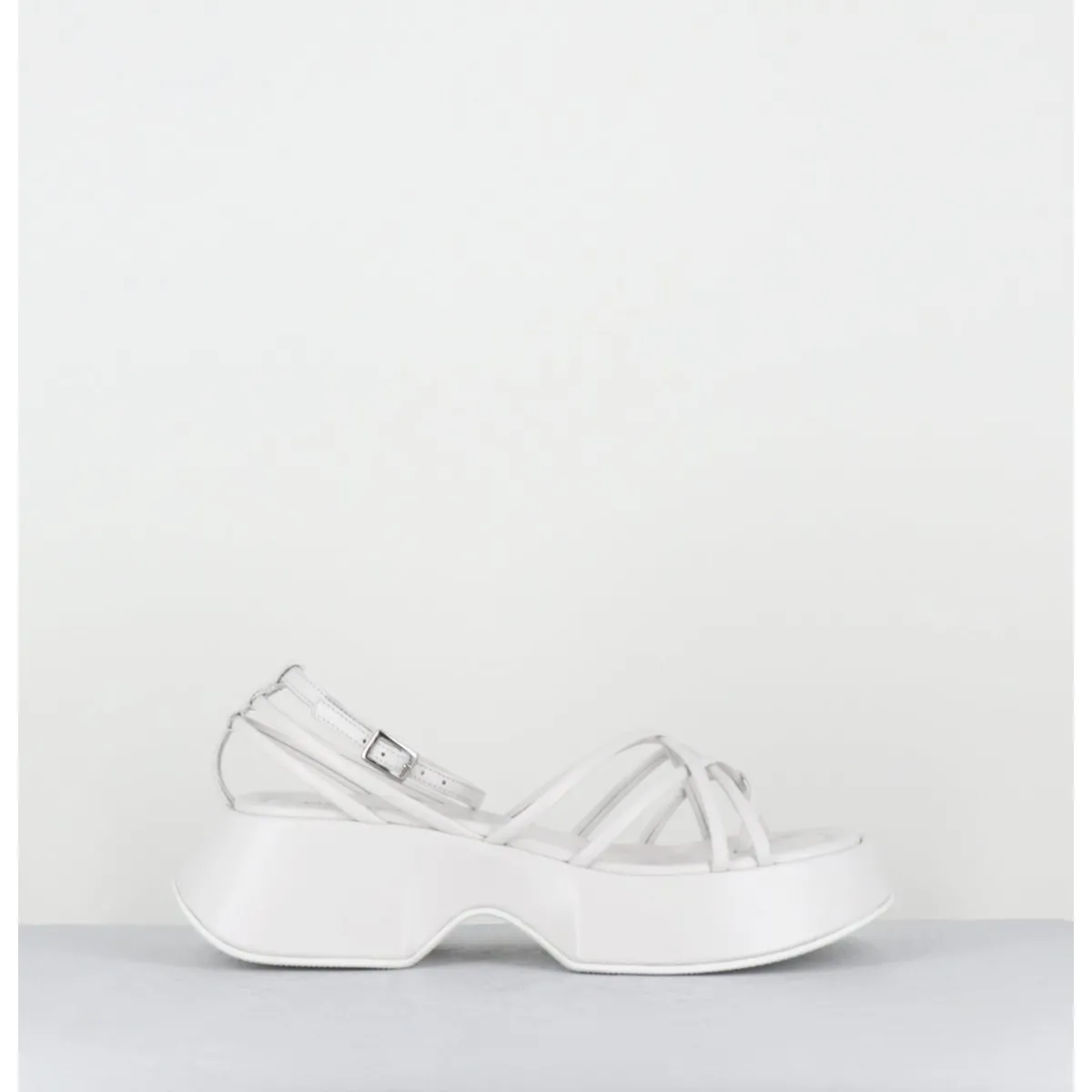 Plateformes^VIC MATIE Sandales à plateforme en cuir multi-brides - 1E1508D BONBON WHITE BLANC
