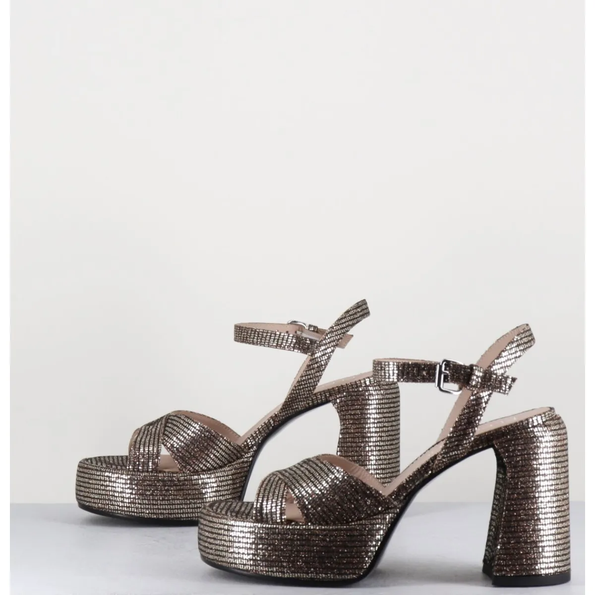 Plateformes^ELENA IACHI Sandales à plateforme imprimé disco - E3356 LEXY ORO BRONZE