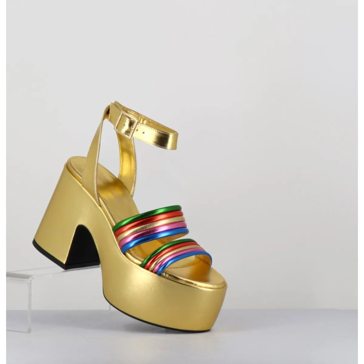 Plateformes^GARRICE LAB Sandales à plateforme 70s en cuir métallisé multico - MAR LAMINATO RAINBOW