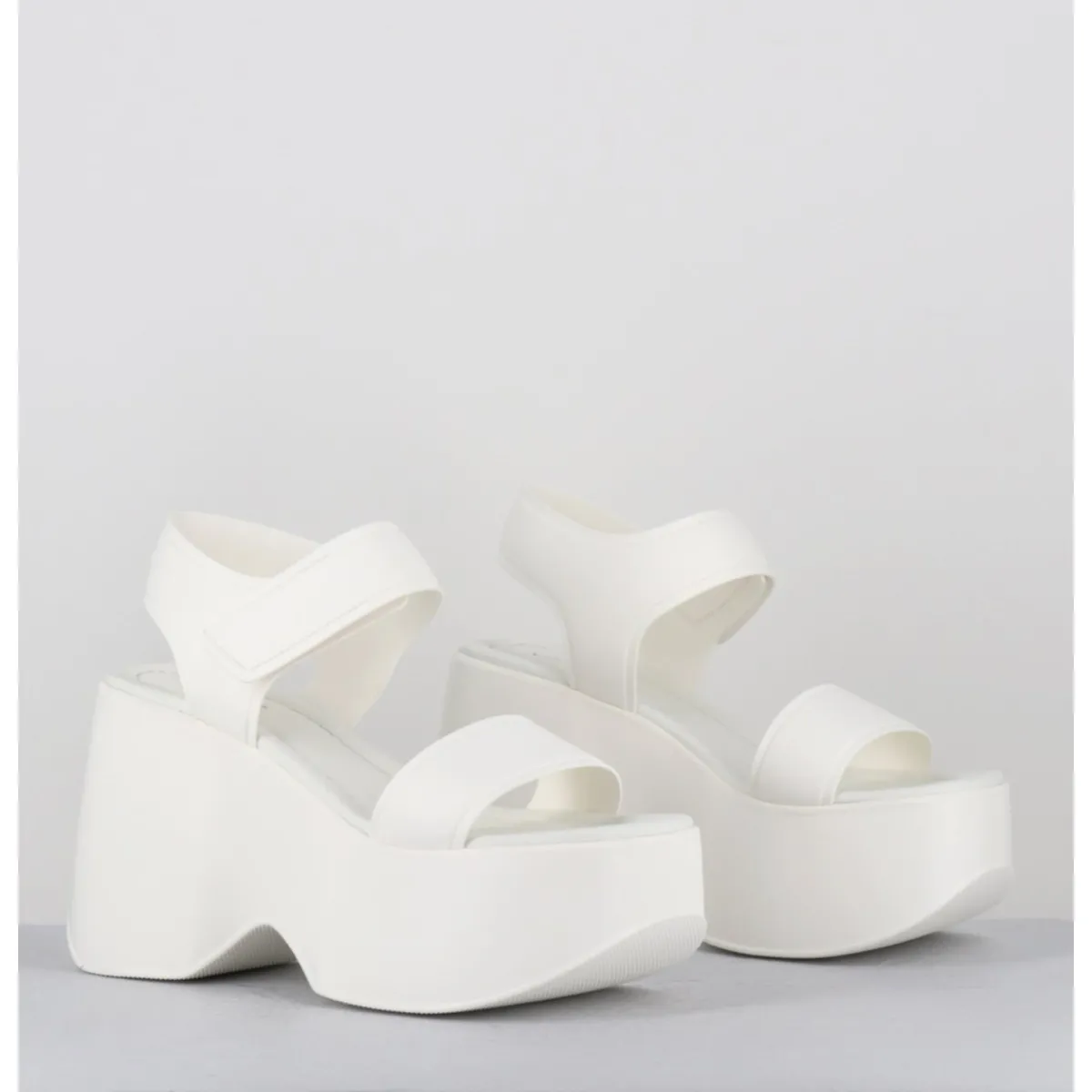 Plateformes^VIC MATIE Sandales compensées en cuir & gomme s - 1E1166D RUBBY OSSO BLANC