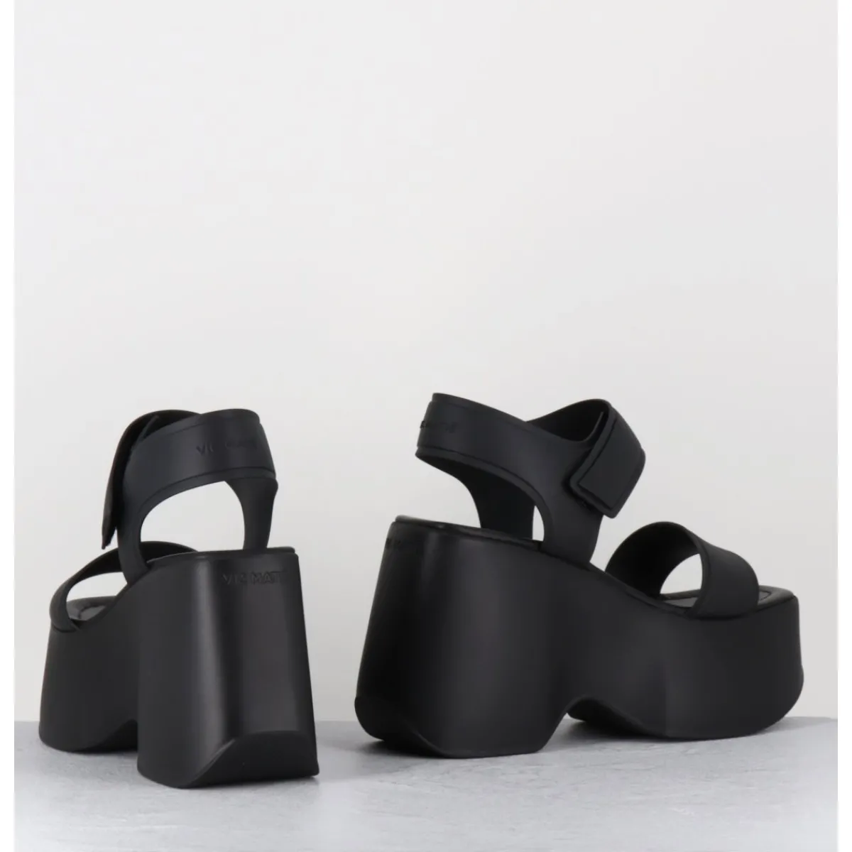 Plateformes^VIC MATIE Sandales compensées en cuir & gomme s - 1E1166D RUBBY BLACK NOIR