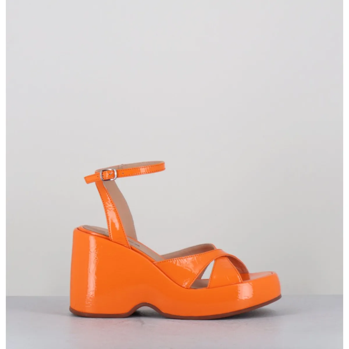 Plateformes^GARRICE LAB Sandales compensées 90s en cuir vernis - MAZE2 CINDY ALBICOCCA ORANGE