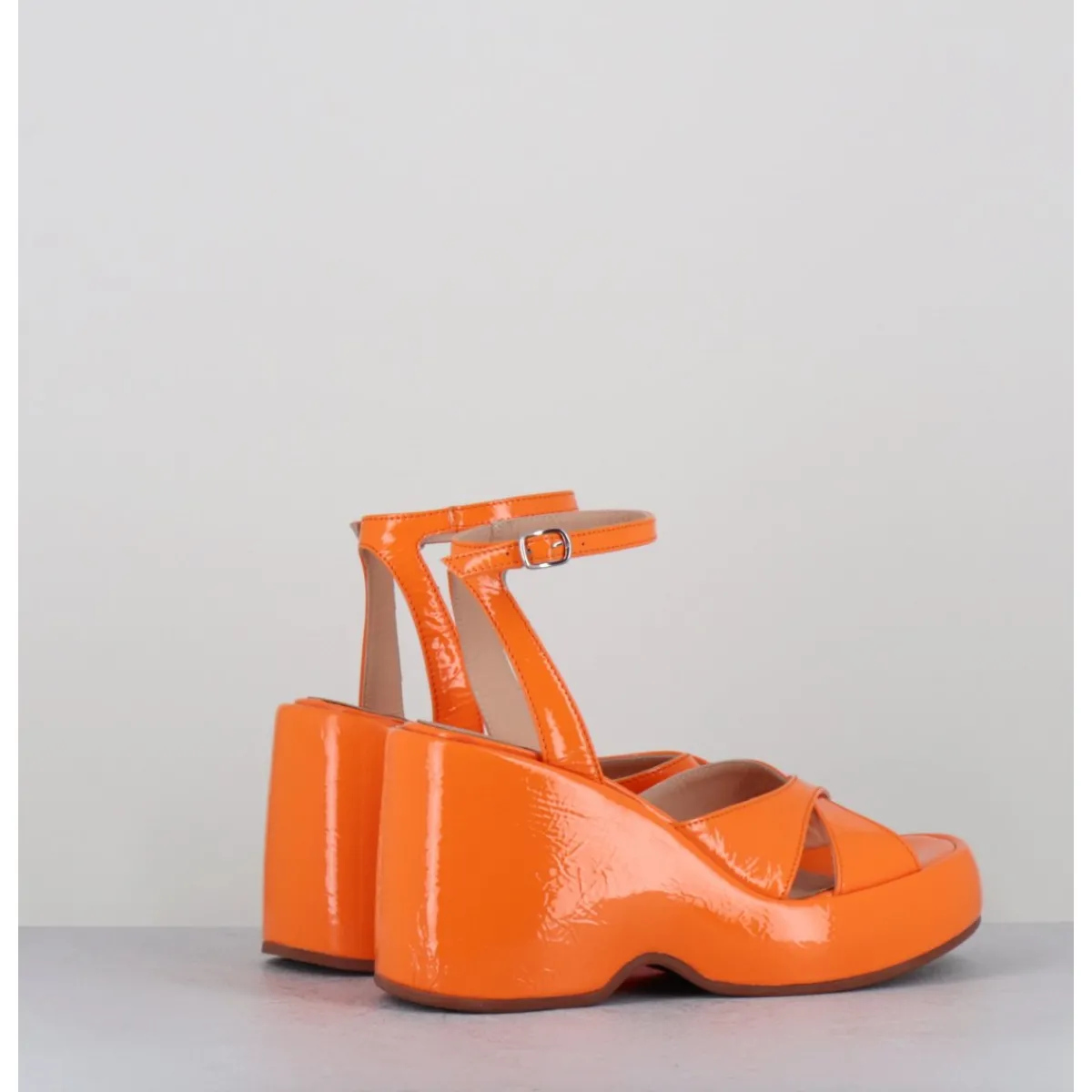 Plateformes^GARRICE LAB Sandales compensées 90s en cuir vernis - MAZE2 CINDY ALBICOCCA ORANGE