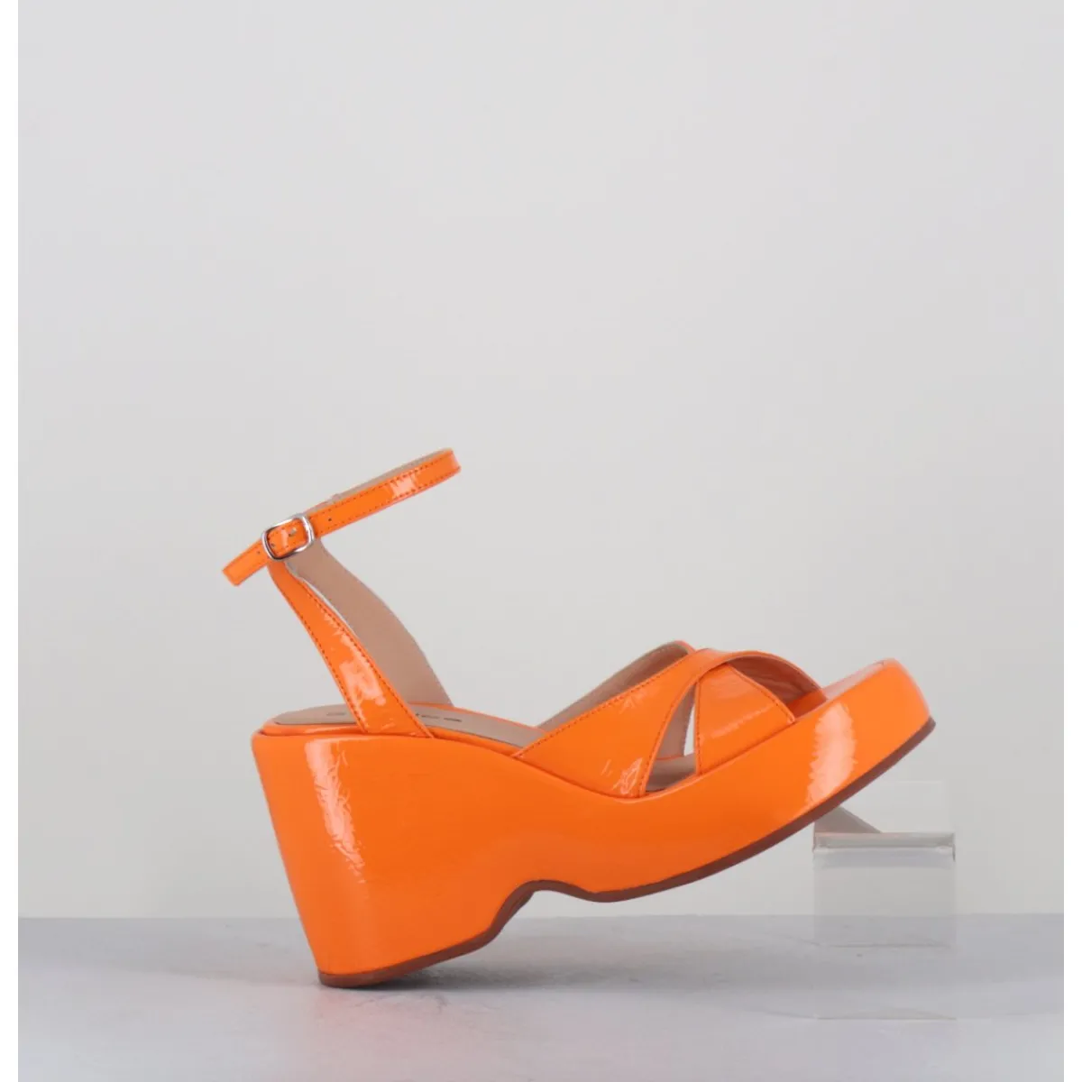 Plateformes^GARRICE LAB Sandales compensées 90s en cuir vernis - MAZE2 CINDY ALBICOCCA ORANGE