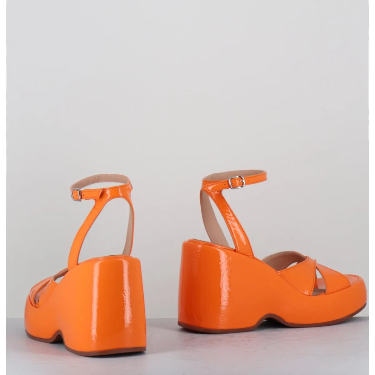 Plateformes^GARRICE LAB Sandales compensées 90s en cuir vernis - MAZE2 CINDY ALBICOCCA ORANGE