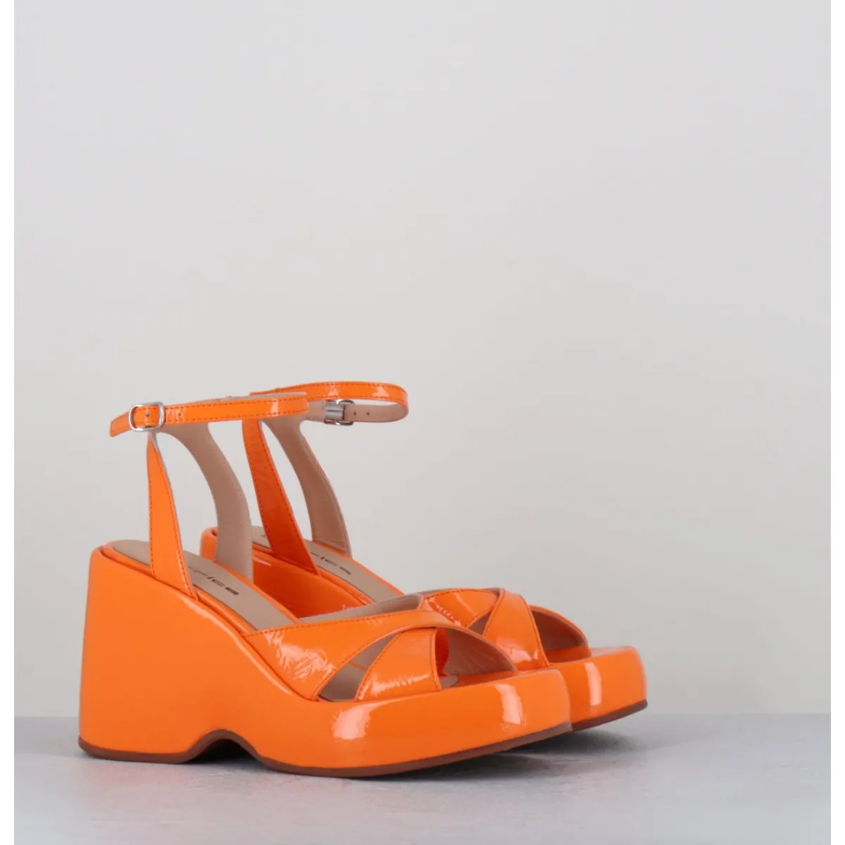 Plateformes^GARRICE LAB Sandales compensées 90s en cuir vernis - MAZE2 CINDY ALBICOCCA ORANGE