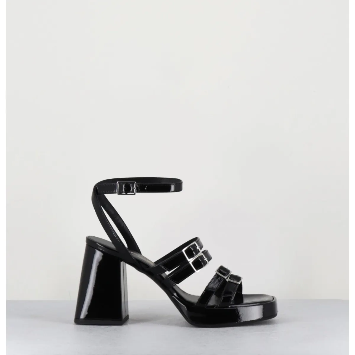 Plateformes^GARRICE LAB Sandales multi-brides à plateforme en cuir vernis - MINATE VERNICE NERO NOIR