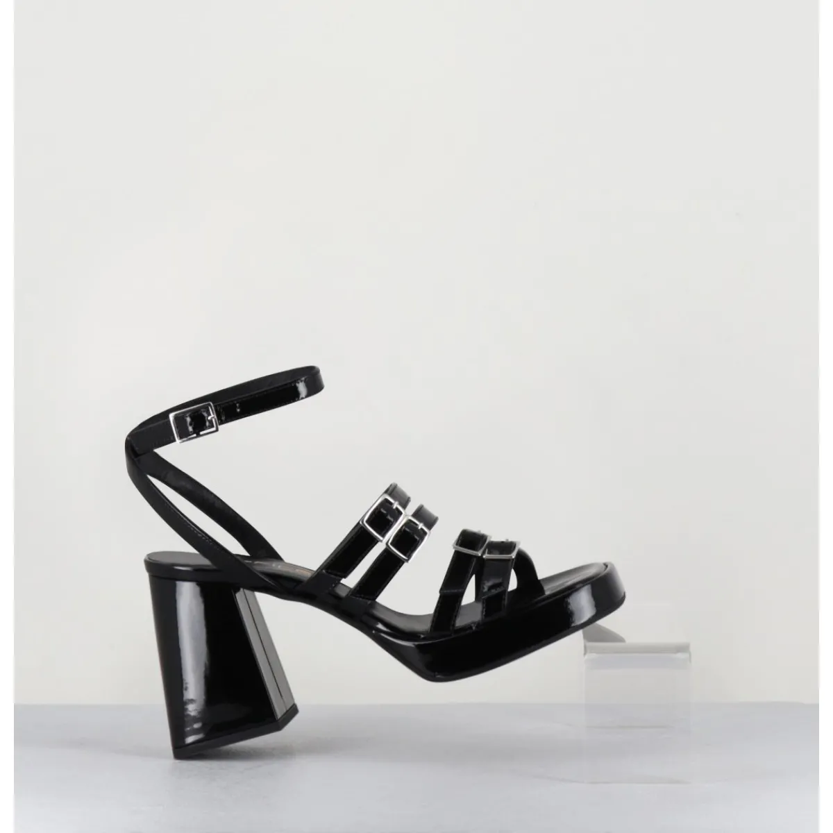 Plateformes^GARRICE LAB Sandales multi-brides à plateforme en cuir vernis - MINATE VERNICE NERO NOIR