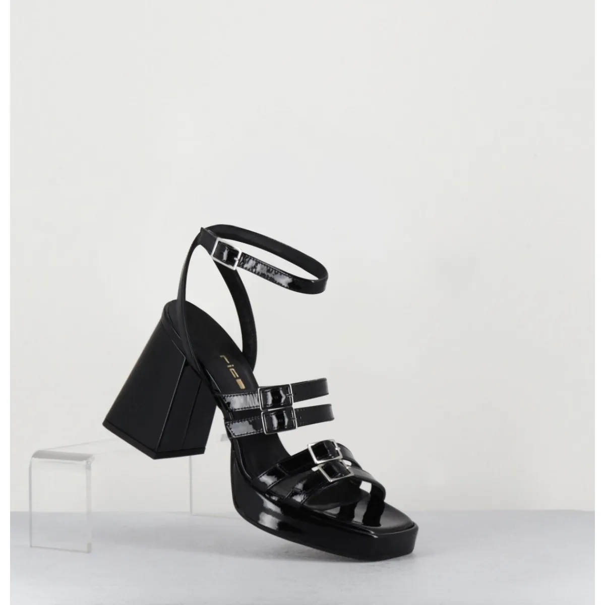 Plateformes^GARRICE LAB Sandales multi-brides à plateforme en cuir vernis - MINATE VERNICE NERO NOIR