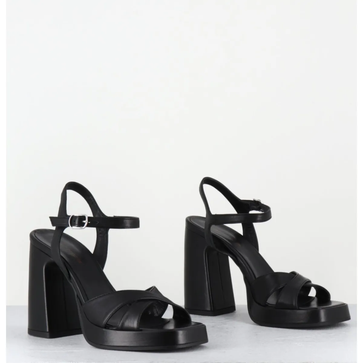 Plateformes^GARRICE LAB Sandales talon haut à plateforme en cuir - SUMA3 FULAR NERO NOIR