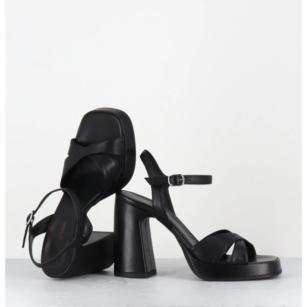 Plateformes^GARRICE LAB Sandales talon haut à plateforme en cuir - SUMA3 FULAR NERO NOIR