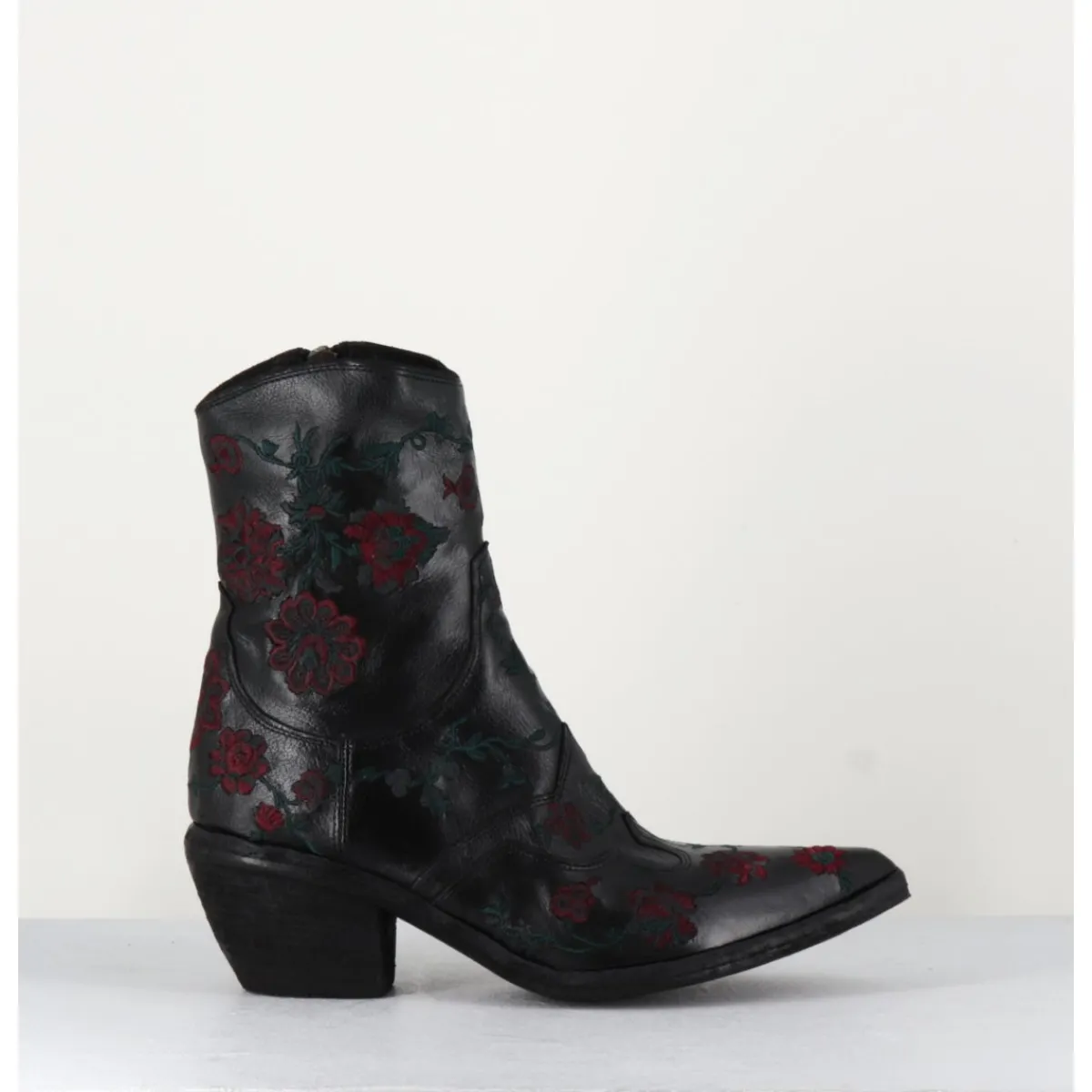 Boots | Santiags^FAUZIAN JEUNESSE Santiags cuir broderies fleurs - 3843 IGNIS NERO NOIR