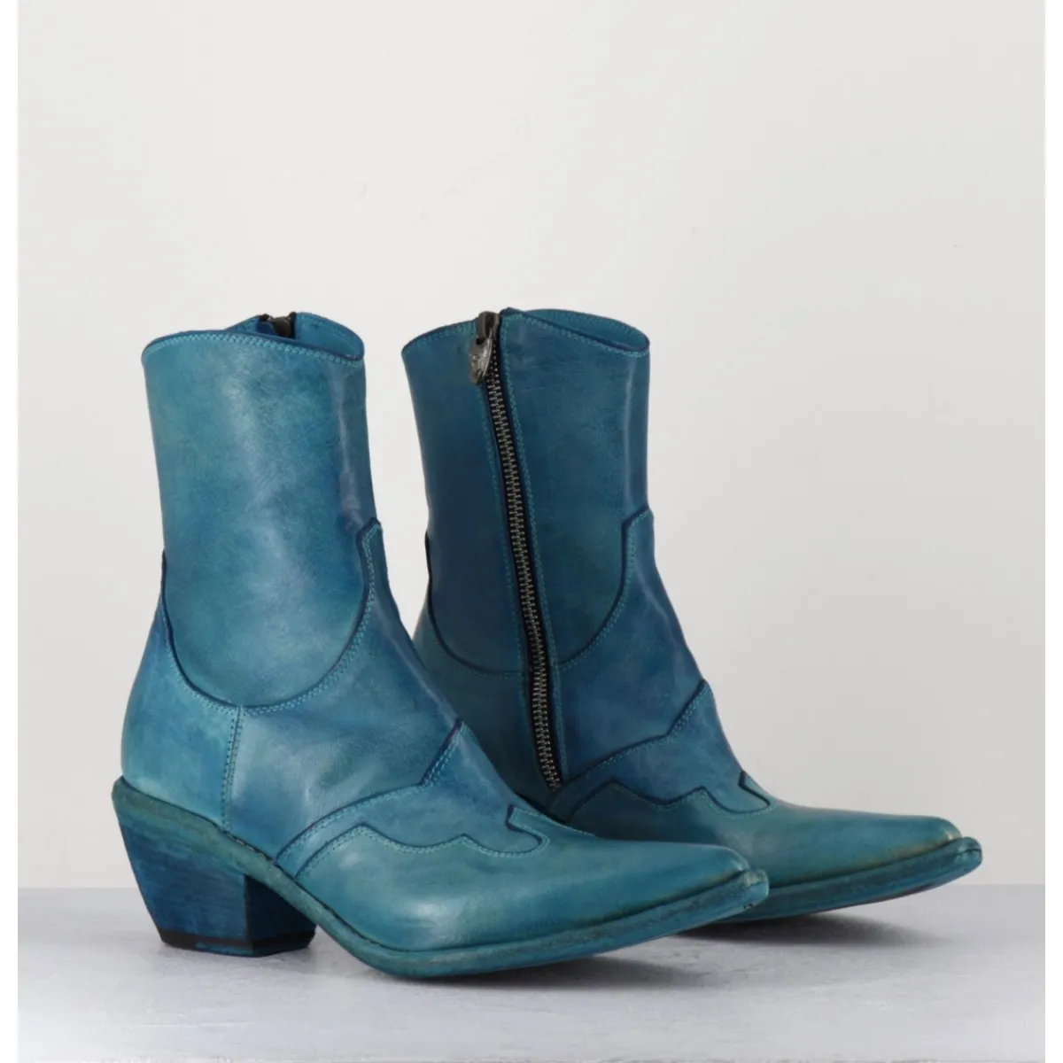 Boots | Santiags^FAUZIAN JEUNESSE Santiags en cuir - 3843 ALFA CIELO BLEU