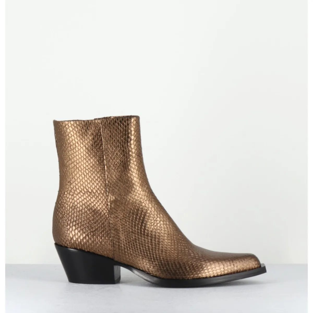 Boots | Santiags^GARRICE LAB Santiags en cuir effet serpent doré - SEBERO PITON OLD GOLD DORE