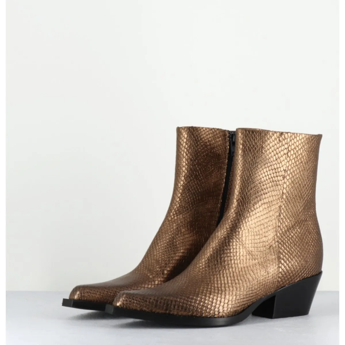 Boots | Santiags^GARRICE LAB Santiags en cuir effet serpent doré - SEBERO PITON OLD GOLD DORE