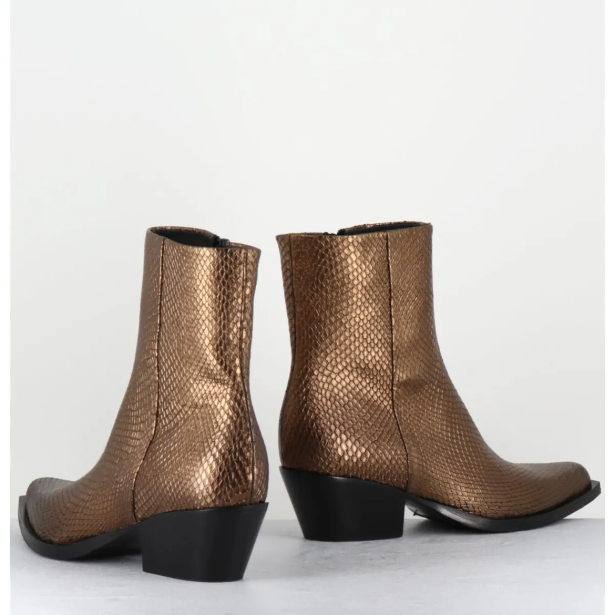 Boots | Santiags^GARRICE LAB Santiags en cuir effet serpent doré - SEBERO PITON OLD GOLD DORE