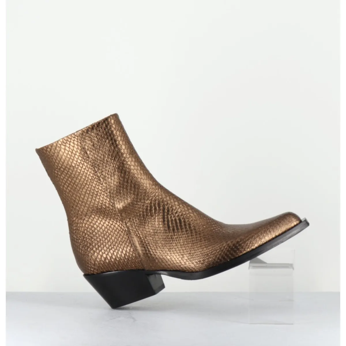 Boots | Santiags^GARRICE LAB Santiags en cuir effet serpent doré - SEBERO PITON OLD GOLD DORE