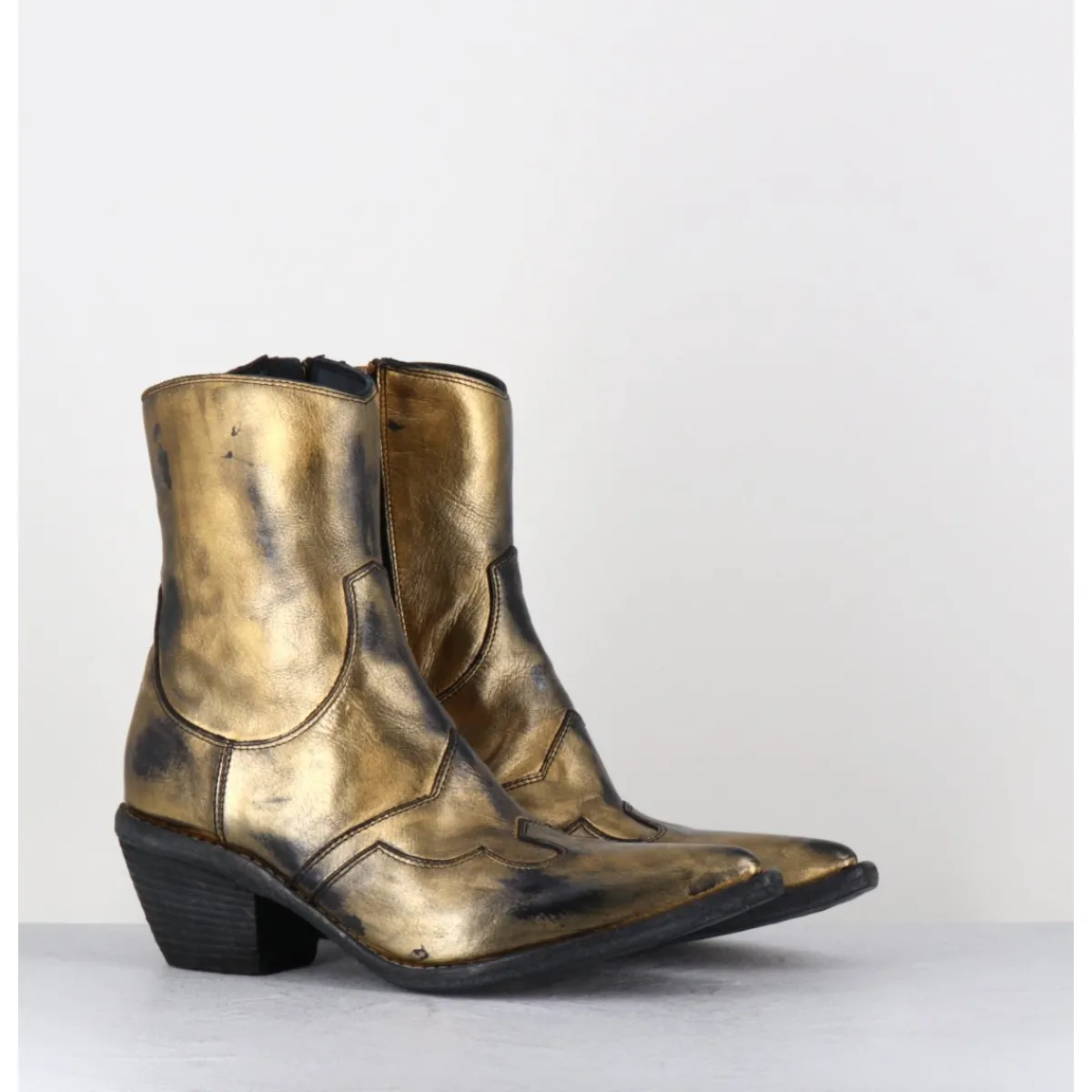 Boots | Santiags^FAUZIAN JEUNESSE Santiags en cuir métallisé doré - 3857 SUPER ORO DORE