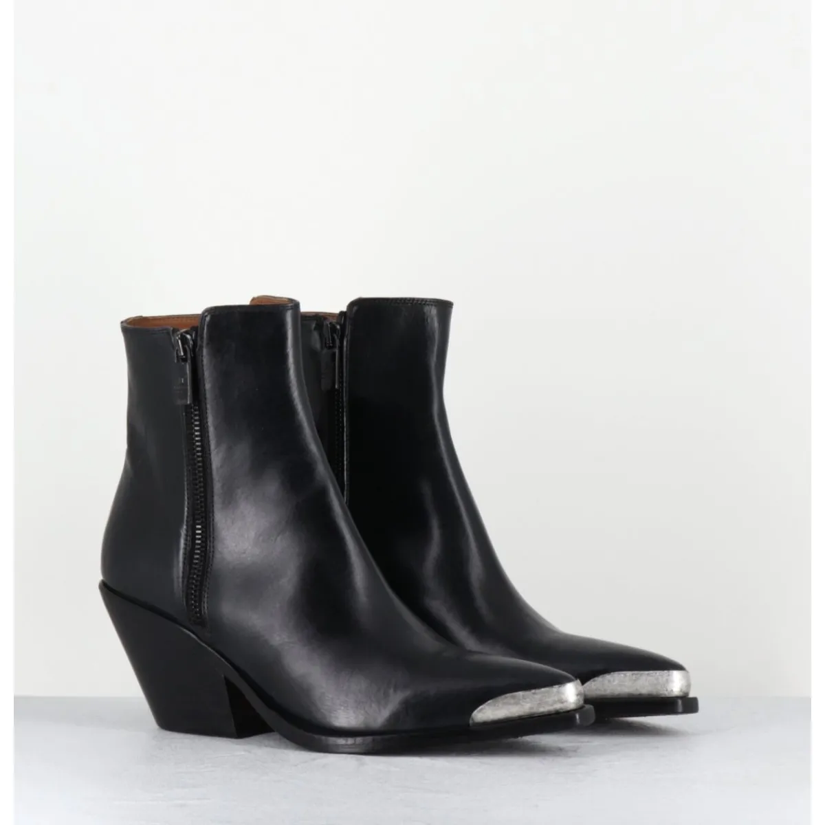 Boots | Santiags^JO GHOST Santiags en cuir bout métallique - 4910 DIVER NERO NOIR