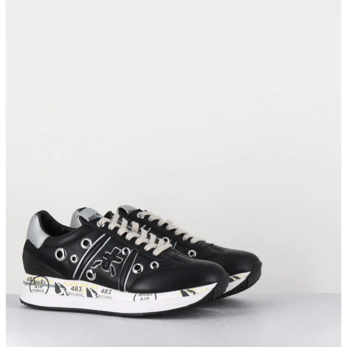 Sneakers^PREMIATA Sneakers double semelle cuir & rivets - CONNY 6553 NOIR