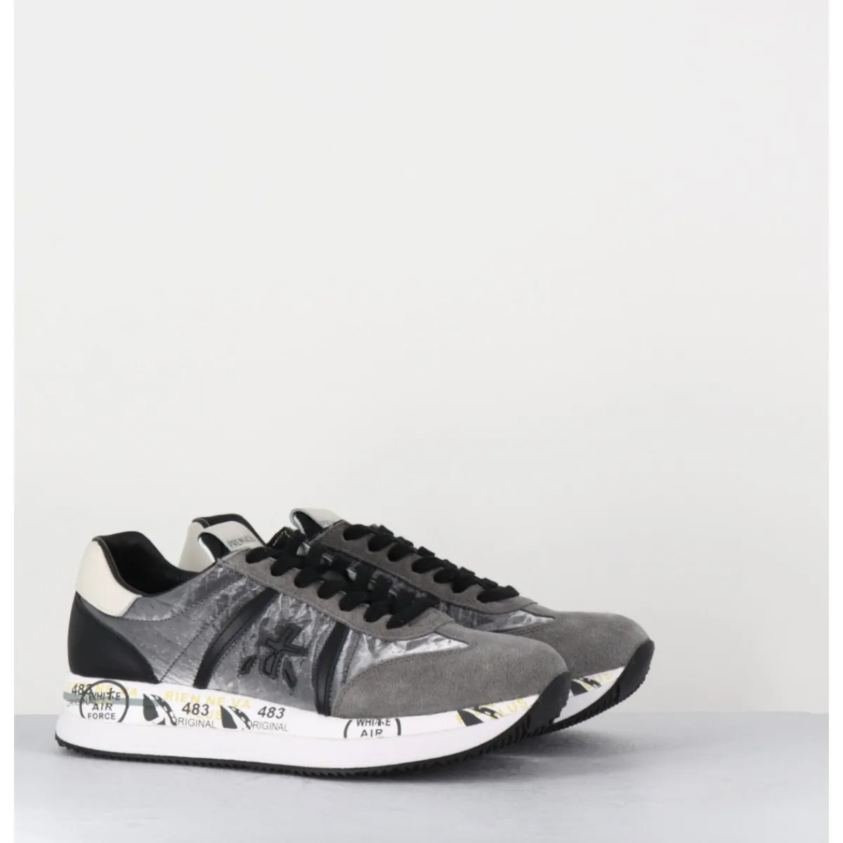 Sneakers^PREMIATA Sneakers double semelle en daim & toile gris - CONNY 1493 ANTHRACITE