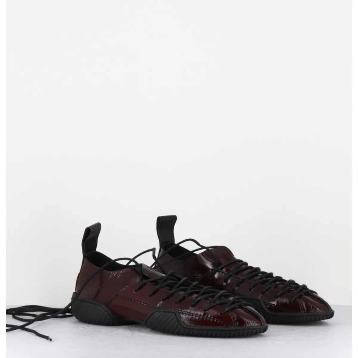 Chaussures | Ballerines^MIISTA Sneakers longs lacets naplak surpiqûres noires - PRUDENCE BROWN LACE MARRON