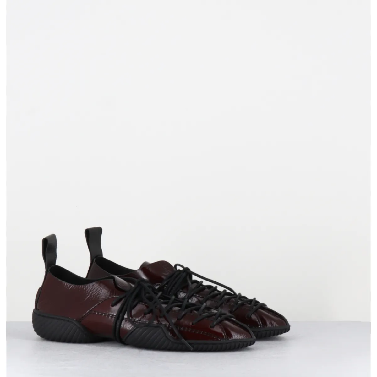 Chaussures | Ballerines^MIISTA Sneakers longs lacets naplak surpiqûres noires - PRUDENCE BROWN LACE MARRON