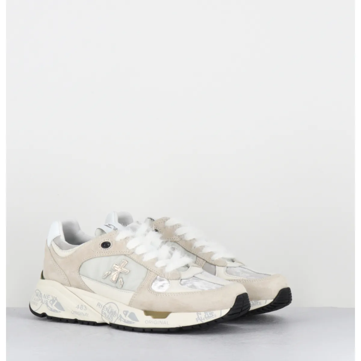 Sneakers^PREMIATA Sneakers 90s daim et toile gris blanc - MASED 7005 BEIGE