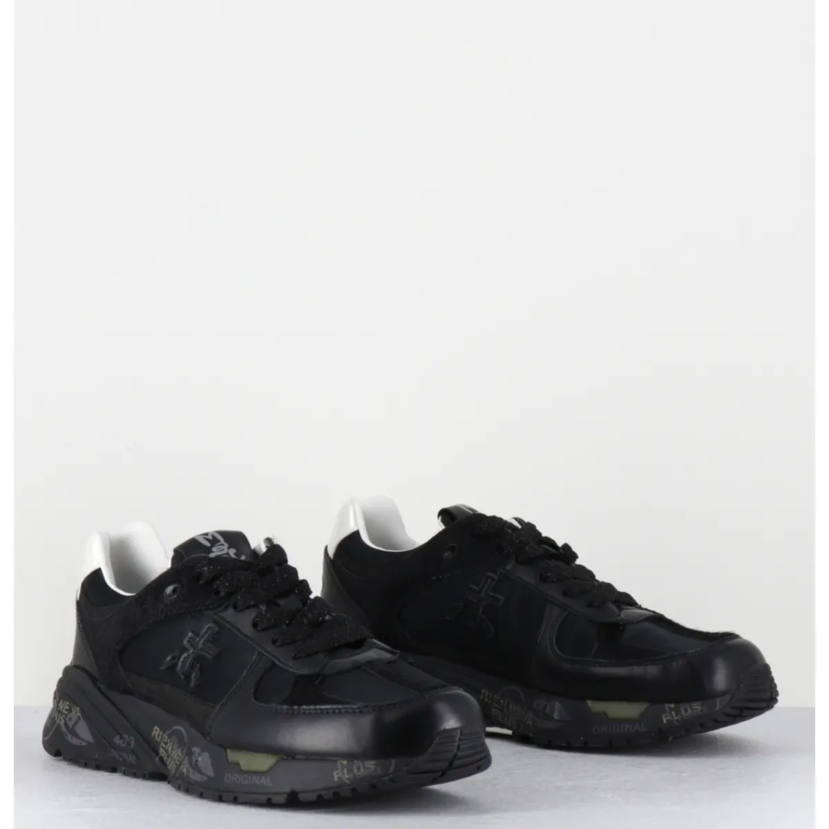 Sneakers^PREMIATA Sneakers 90s en cuir irisé & toile semelle épaisse - MASED 7066 NOIR