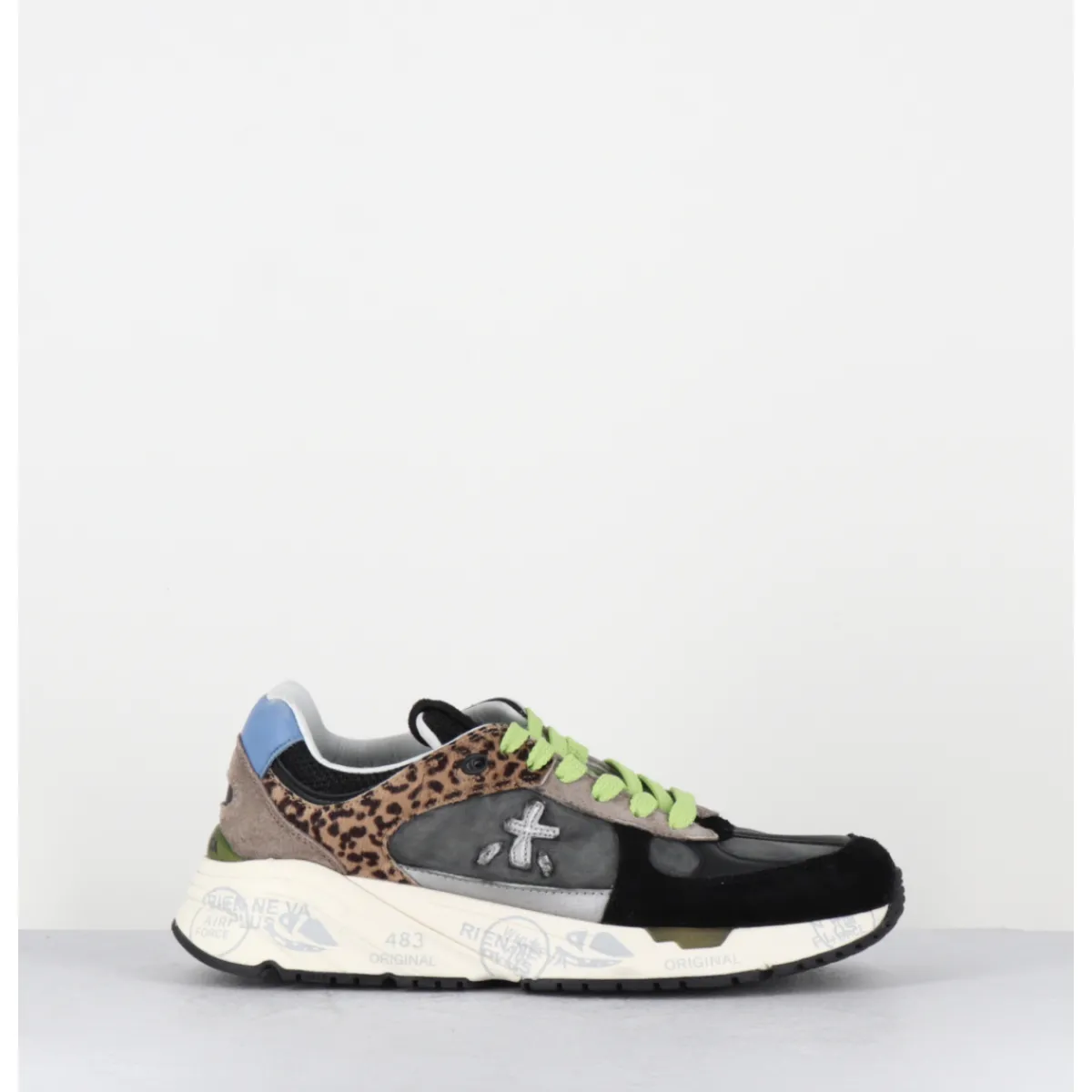 Sneakers^PREMIATA Sneakers 90s en toile anthracite détails leopard - MASED 6435