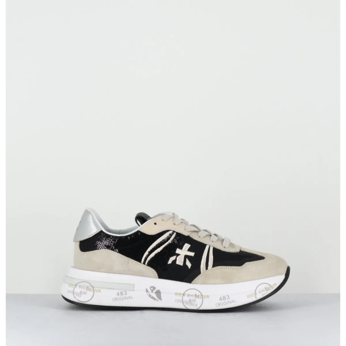 Sneakers^PREMIATA Sneakers ultra légère cuir & toile nylon sequins- CASSIE 6720 NOIR