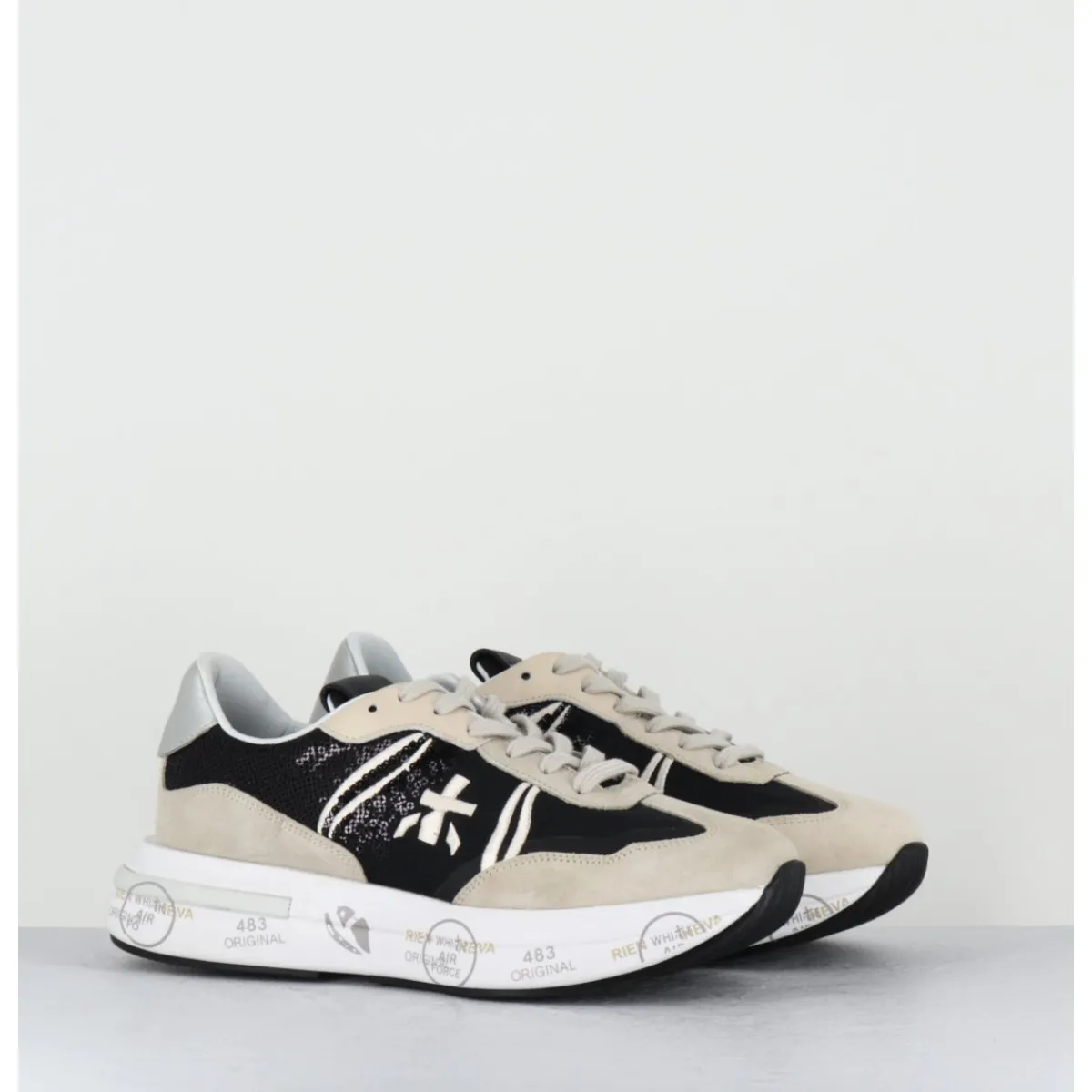 Sneakers^PREMIATA Sneakers ultra légère cuir & toile nylon sequins- CASSIE 6720 NOIR