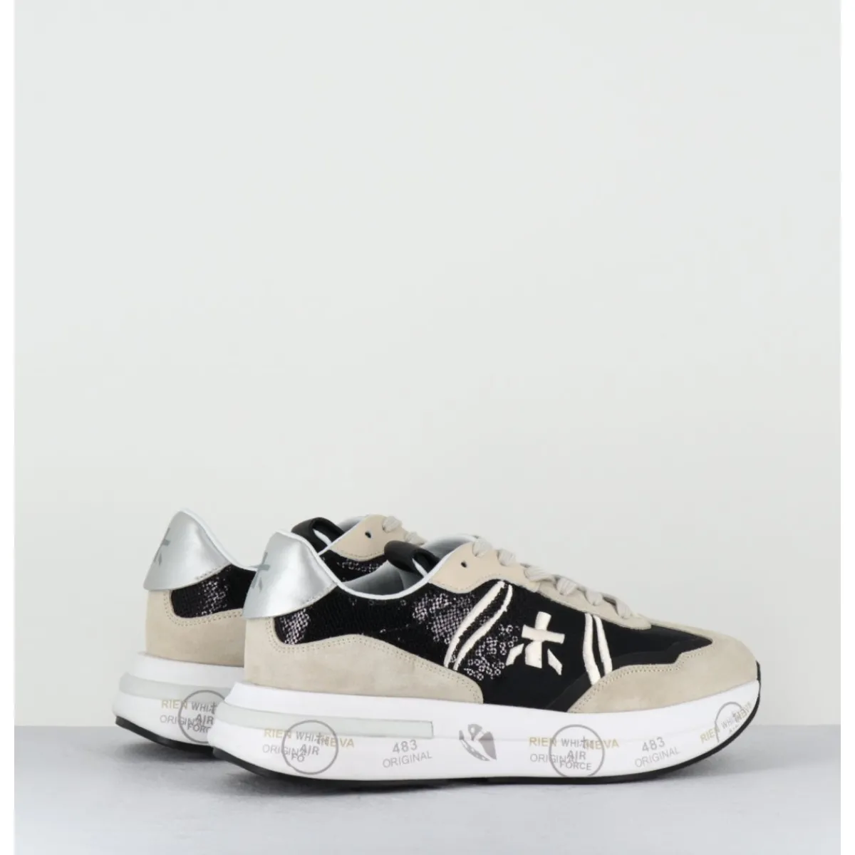 Sneakers^PREMIATA Sneakers ultra légère cuir & toile nylon sequins- CASSIE 6720 NOIR